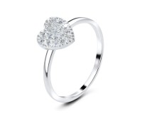 Heart-Shaped CZ Silver Ring NSR-2737